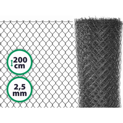 Pletivo poplastované výška 200 cm s ND (2,5 mm; 50x50 mm; PVC; antracit) – Hledejceny.cz