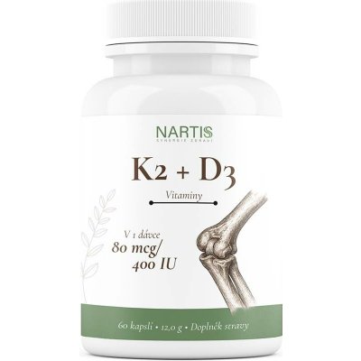 Nartis Vitamin K2 + D3 MK7 80 mcg / 400 IU 60 kapslí – Hledejceny.cz