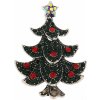 Brož Biju vánoční brož se zirkony stromeček s barevnými kamínky stříbrná 9001747