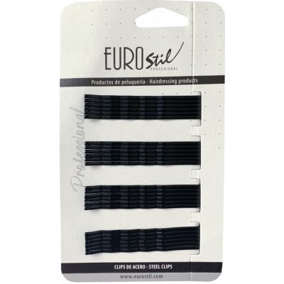 Vlnitá sponka Eurostil Professional - 7 cm, černá - 24 ks (01611/50) – Zboží Dáma