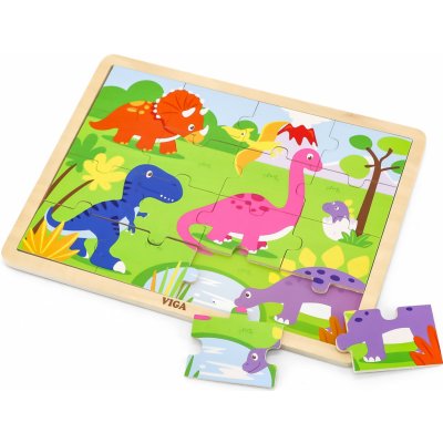 Viga dřevěné puzzle 16 dílků dinosauři