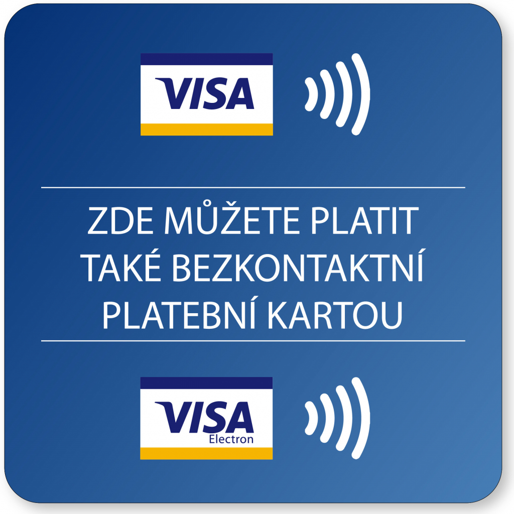 Jmenovky-eshop.cz Piktogram platba kartou Visa samolepka Barevné provedení  piktogramu: transparentní, Velikost piktogramu: 150X150 mm od 60 Kč -  Heureka.cz