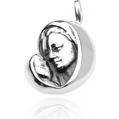 Šperky eshop Stříbrný přívěsek 925 Panna Marie s děťátkem jemně patinovaný Q10.4