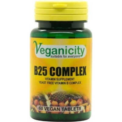 Veganicity B25 Complex Vitamin B komplex 25 mg denního příjmu 60 vegan tablet