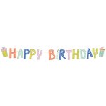 Závěsný baner „Happy Birthday“ v zářivých barvách 1,5 m – Zboží Dáma