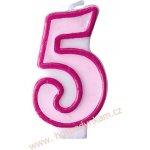 PartyDeco Narozeninová svíčka s číslem 5 růžová – Zboží Dáma