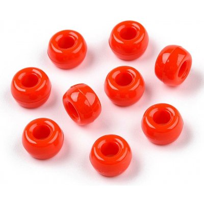 Akrylové korálky - pony beads - červené - 6 x 9 mm - 10 ks – Sleviste.cz