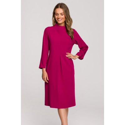 S318 Relaxed fit dress with high collar Švestka – Zbozi.Blesk.cz