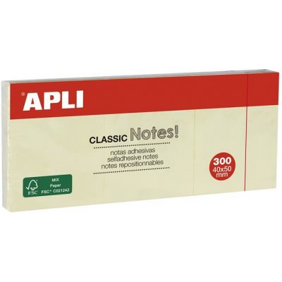 Samolepicí blok na poznámky, 40 × 50 mm, 3 × 100 listů, APLI „Classic“, žlutý 10977 – Hledejceny.cz