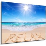 Skleněný obraz 1D - 100 x 70 cm - word relax on the tropical beach slovo relaxovat na tropické pláži – Hledejceny.cz