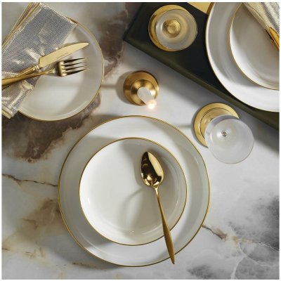 ASIR Porcelánová jídelní souprava bílá a zlatá 16 ks – Hledejceny.cz