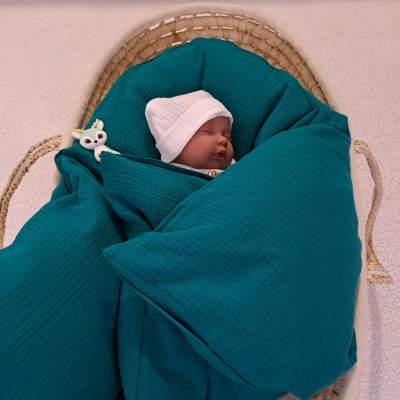 Pro útulný domov Péřová zavinovačka Mušelínová zelenomodrá – Zboží Dáma