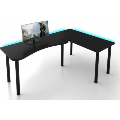 Expedo Počítačový rohový stůl MOOD L s LED, 200/135x73-76x65, černá, pravý – Zboží Mobilmania