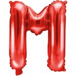 PartyDeco Fóliový balónek písmenoM ČERVENÝ 35 cm