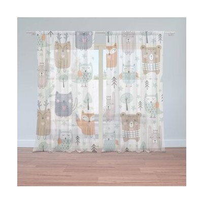 Sablio Záclony Animovaná lesní zvířátka: 2ks 150x250cm – Hledejceny.cz