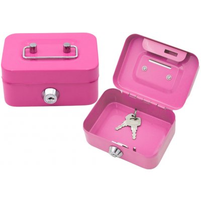mamido Uzamykatelná růžová kovová pokladnička se dvěma klíčky – Zboží Dáma