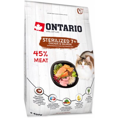 Ontario Cat Fresh Meat Sterilized 7 + Chicken & Salmon 400 g – Zboží Mobilmania