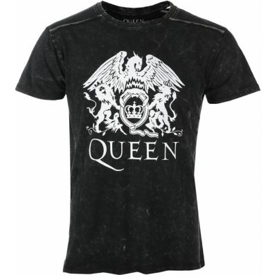 Rock off tričko metal Queen Classic Crest Snow Wash černá