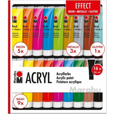 Marabu sada akrylových barev 36 ml mix barev 18 ks – Sleviste.cz