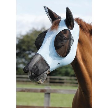 Premier Equine Elastická maska proti hmyzu s krytem nosu Lycra světle modrá