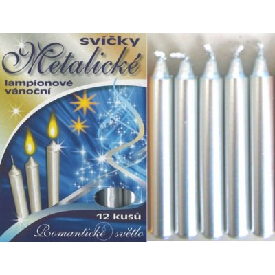 Kuncová Dana Vánoční lampionové Metalické 95/12mm 12 ks Stříbrná