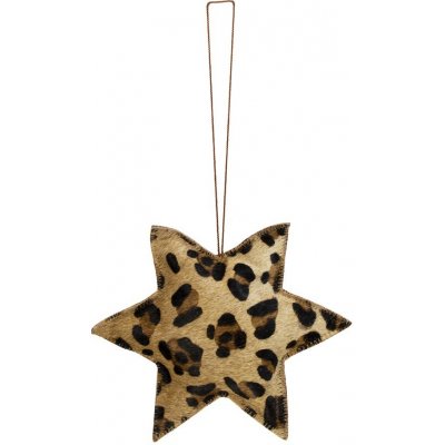 Závěsná dekorativní ozdoba Hvězda s motivem leopardí kůže z hovězí kůže L - 20*20*5cm – Zboží Mobilmania