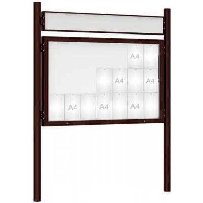 PROCITY Venkovní vitrína model 1000 21 x A4, hnědá, včetně sloupků a záhlaví | Zboží Auto