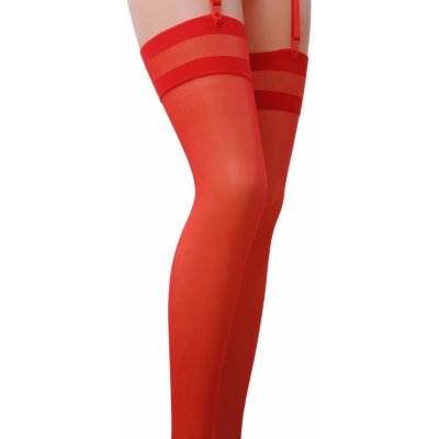 Podvazkové punčochy ST002 červené – Zboží Dáma