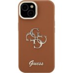 Guess Grained 4G Logo kryt s výklopným stojánkem pro iPhone 15 - hnědý 57983125137 – Zboží Mobilmania