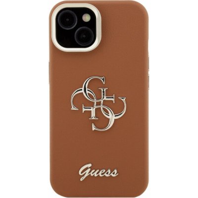 Guess Grained 4G Logo kryt s výklopným stojánkem pro iPhone 15 - hnědý 57983125137 – Zboží Mobilmania