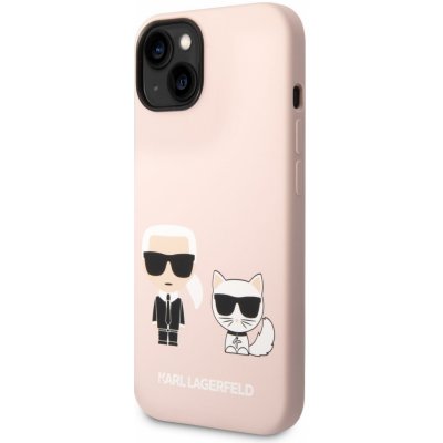 Pouzdro Karl Lagerfeld MagSafe Kompatibilní Liquid Silicone Karl and Choupette iPhone 14 Max růžové