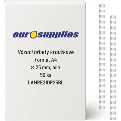 EUROSUPPLIES Plastové hřbety 25 bílé 50ks lamre21dr25bl – Hledejceny.cz