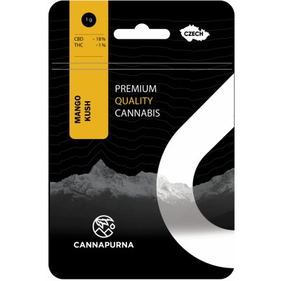 Cannapurna CBD květy konopí 18 % Mango Kush indoor 1 % THC 5g-2+1 – Zboží Dáma