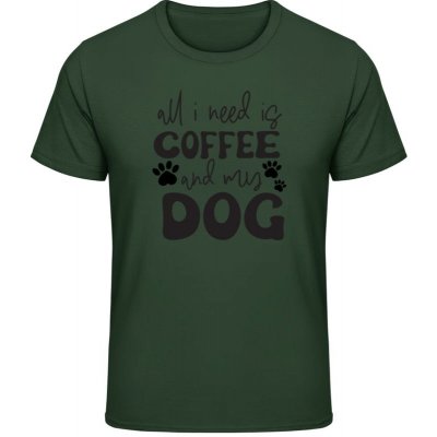 Gildan Soft Style tričko Vše co potřebuji je káva a můj pes - Forest Green – Zboží Mobilmania