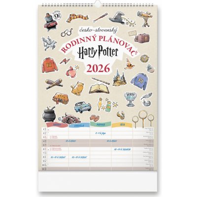 Nástěnný Rodinný plánovací Harry Potter 2026 – Zboží Mobilmania
