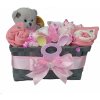 Plenkový dort BabyDort plenkový dort růžový dárkový koš box pro miminko