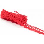 Bavlněná paličkovaná krajka - červená - šířka 1,8 cm – Zboží Dáma