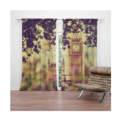 Sablio Závěs Londýn Big Ben Flowers: 2ks 140x250cm – Hledejceny.cz