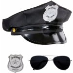 Policejní sada čepice brýle odznak