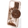 Pouzdro a kryt na mobilní telefon Apple Pouzdro 1Mcz Liquid Hexagon Sparkle ochranný s přesýpacím efektem třpytek Apple iPhone 12, iPhone 12 Pro zlaté