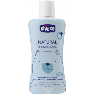 CHICCO Šampon na vlasy a tělo Natural Sensation s aloe a heřmánkem 200 ml, 0m+ – Zbozi.Blesk.cz