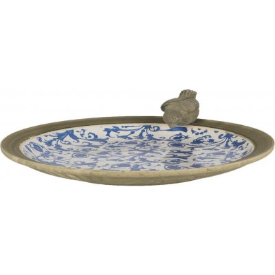 Esschert Design Ptačí koupel krmítko modrobílá keramika AGED CERAMIC 34 cm – Zboží Dáma