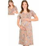 Květovaná luxusní jemná těhotenská i kojící košilka na zip 1D1495 hnědá – Zboží Dáma