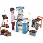 Smoby Set kuchyňka s technickým vybavením Tech Edition elektronická s Black&Decker kamionem a pracovní vozík s nářadím