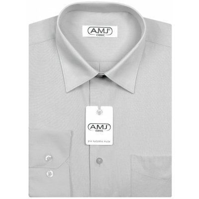 AMJ pánská košile jednobarevná dlouhý rukáv JD064 světle šedá