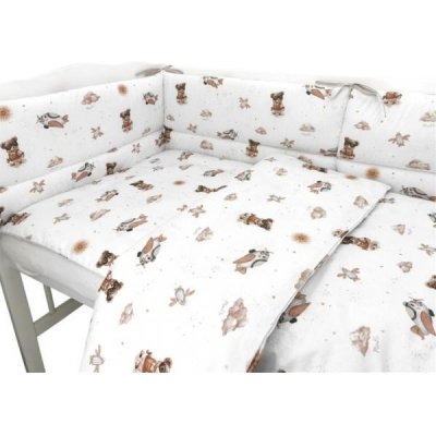 Miminu Mantinel s povlečením 3-dílná sada Bavlna Médě pilot bílá béžová 135 x 100 cm – Zboží Dáma