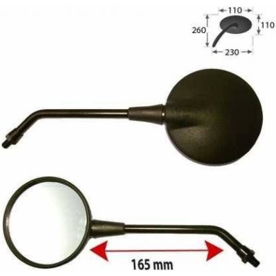 Zrcátka na motorku 128, plastová univerzální, černá matná zrcátka se závitem M10 | Zboží Auto