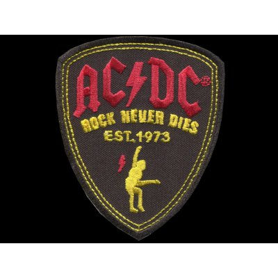 Nášivka AC/DC rock never dies vyšívaná zažehlovací – Hledejceny.cz