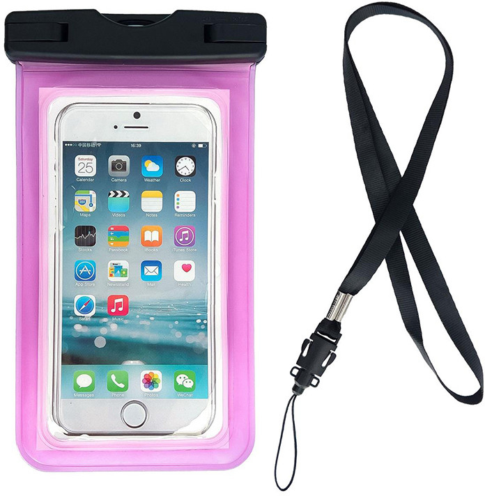 Pouzdro AppleMix WOZINSKY Apple iPhone - voděodolné - plast / guma - černé / růžové