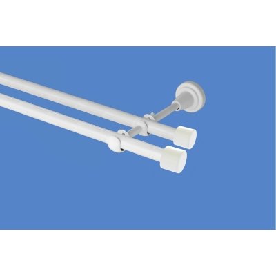 OK-GarnýžeCZ Garnýž kovová dvouřadá 16mm Pullo double bílá 110 cm do stěny / na tunýlek - bez kroužků – Sleviste.cz